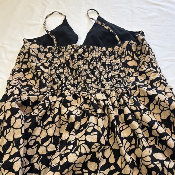 Abercrombie & Fitch Womens XL Linen Blend Brown Floral Midi Dress Ethreal - Picture 8 of 12